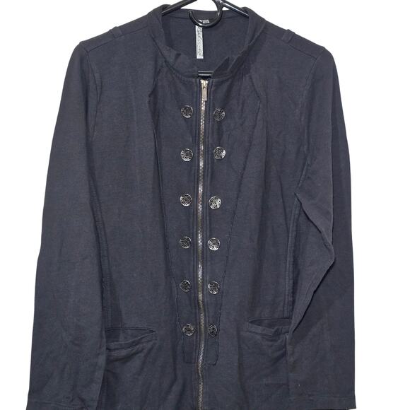 Lulu B Goth Button Up Long Jacket NWT Womens Medium Black Metal Buttons - Picture 2 of 10